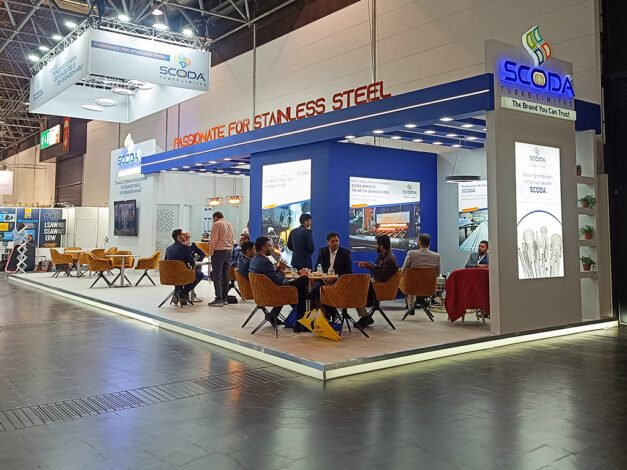 Exhibition stand with hospitality area for a Middle East show